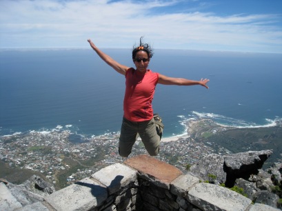Jumping atop Table Mountain
